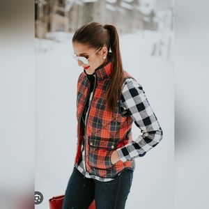 J Crew Plaid Down Filled Vest